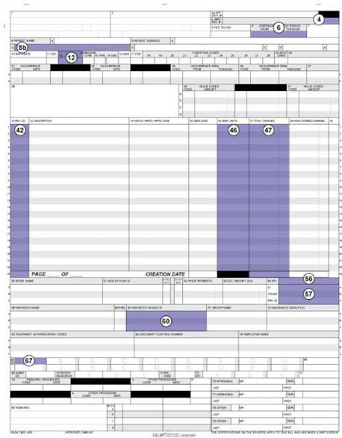 Sample UB 04 Form